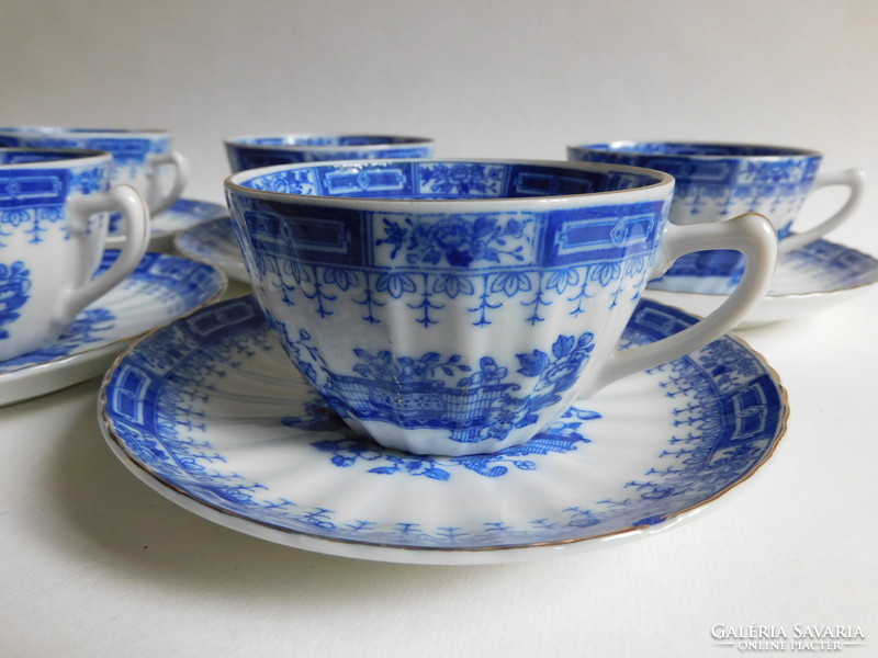 Vintage teás/hosszú kávés készlet China Blau mintával - 6 darab