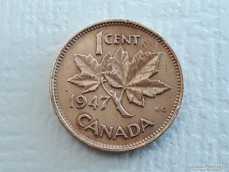 Canada 1 cent 1947 coin - Canadian 1 cent 1947 foreign coin of King George VI