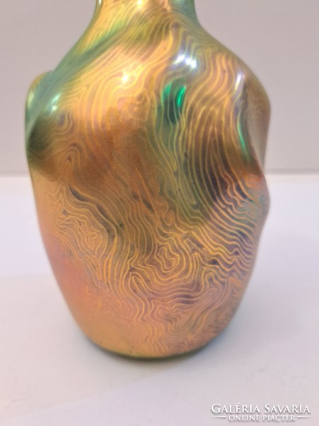 Beautiful, rare!!! Zsolnay eosin deformed vase with tiffany decor
