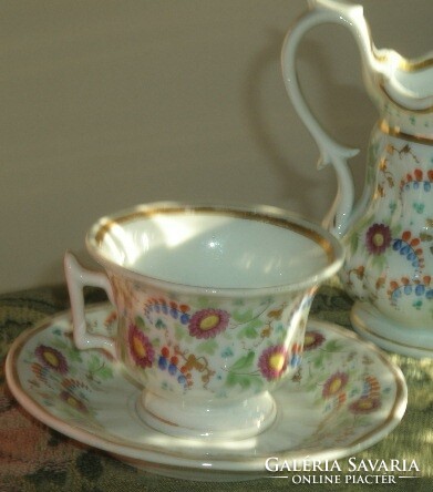 Antique giesshubel / gießhübel hand painted cartilage. Cup and saucer - 1800s - art&decoration