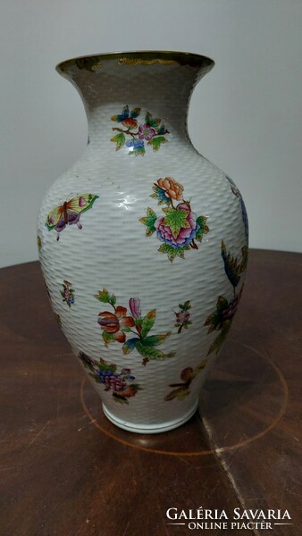 Herend Victoria patterned vase - wicker basket 33 cm