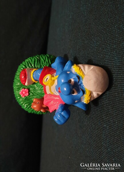 PEYO Hupikék törpike figura mókussal - gyűjtői darab,  ritka, 10 cm Peyo