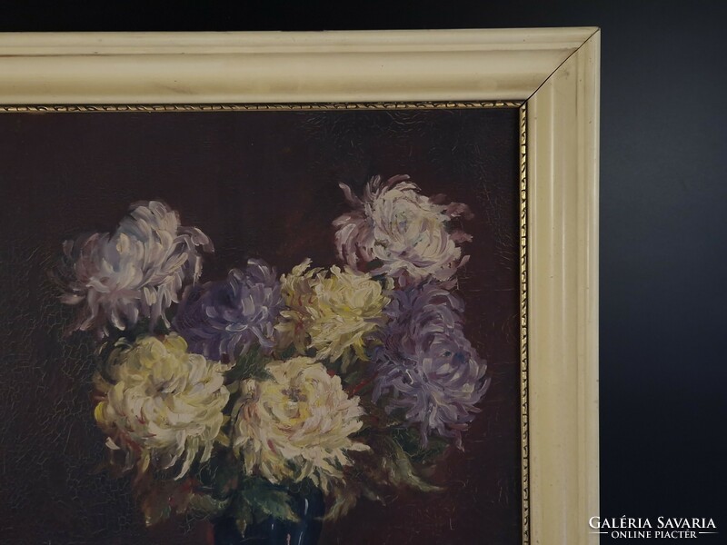 Schneider - virág csendélet olaj vászon festmény