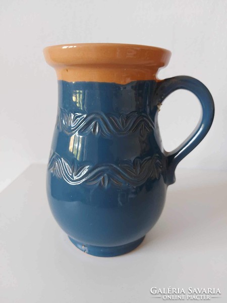 Glazed jug pot with folk flower pattern