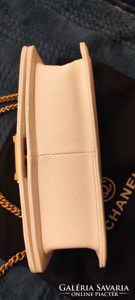 Chanel caviar quilted medium boy - ivory colored handbag