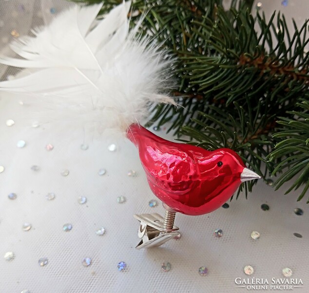 Üveg csipeszes madárka karácsonyfa dísz 5.5-12cm