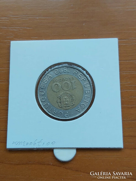 Portugal 100 escudo 1990 incm pedro nunes in bimetal paper case