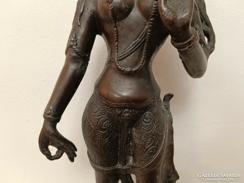 Antik buddha buddhista patinás bronz álló szobor 440 8184
