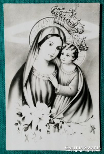 Kicsi fekete-fehér szentkép, imakép imakönyvbe