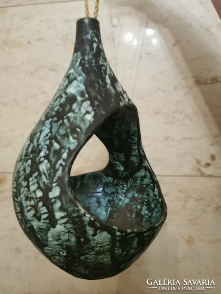 Green, retro hanging basket, basket, vase, 26 cm x 16 cm