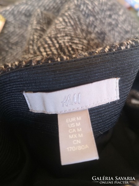 H&M 38-as tweed miniszoknya halszálka mintás barna szoknya