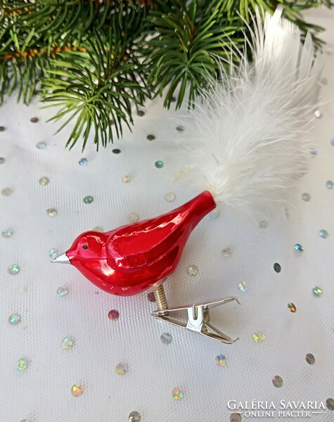 Üveg csipeszes madárka karácsonyfa dísz 5.5-12cm