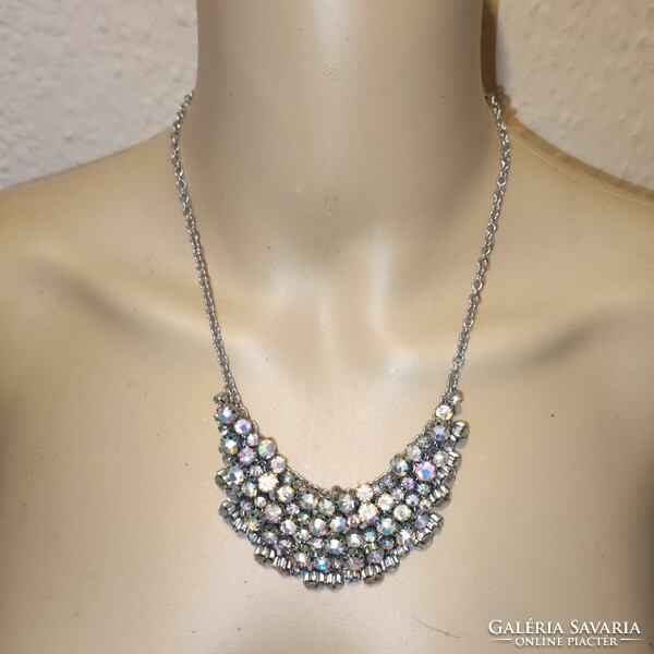 Metal crystal necklace with aurora borealis light 44 +7cm