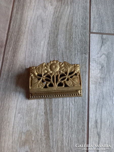 Wonderful openwork antique copper stamp box (8.8x5.7x3.5 cm)