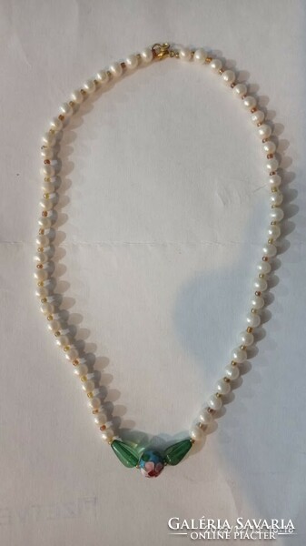 Női gyöngysor, valódi gyöngyökből készült régi nyaklánc kis gyöngyökkel