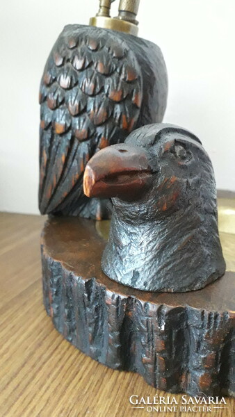 3 in 1, lighter, lamp, ashtray art deco? Carved wood