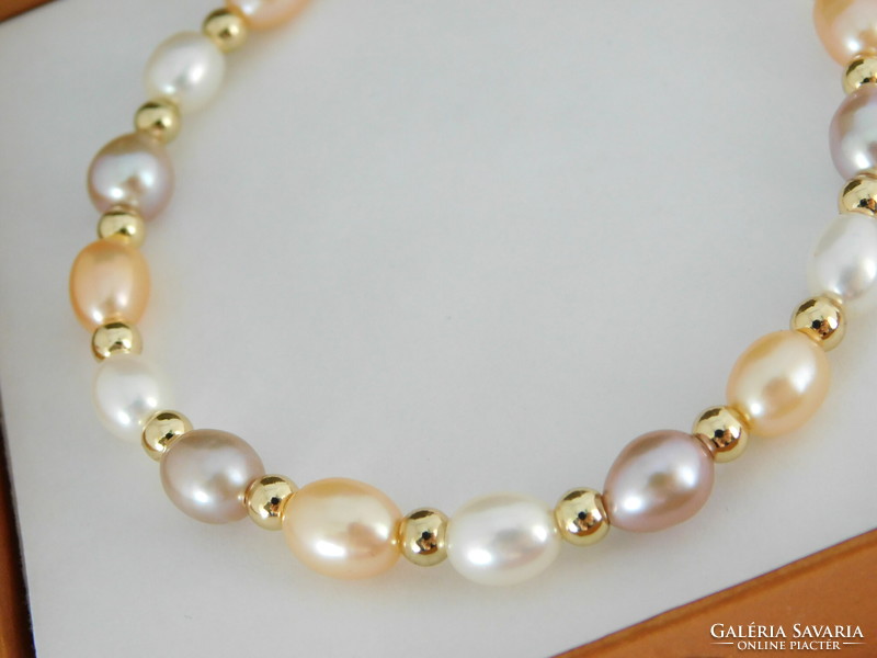 Beautiful multicolored pearl bracelet with 14k gold clasp