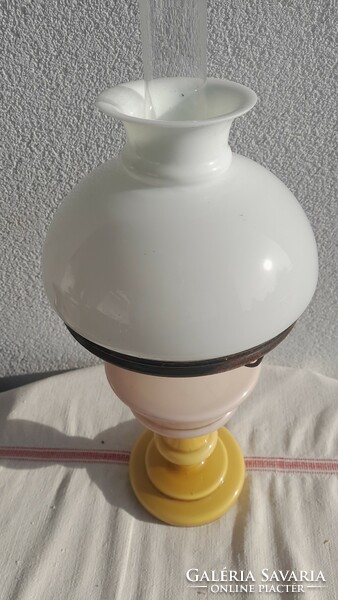 Large colored milk glass table kerosene lamp, flawless, 54 cm high