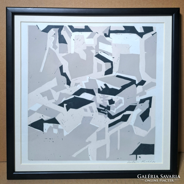 Barbara keidel (1939-2021) abstract linocut, modern graphics by the German artist