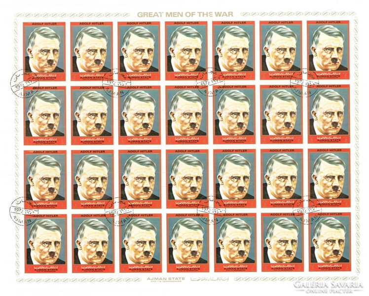 Adolf hitler stamp sheet (michel 2522a, ajman 1972), which was then withdrawn