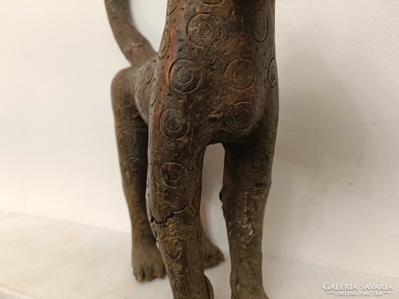 Antique benin heavy bronze leopard panther statue africa benin 466 a 8208