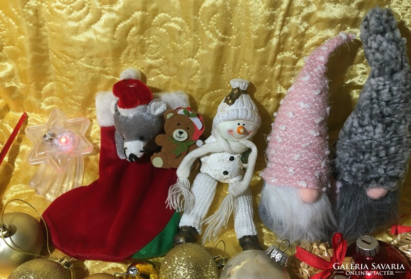 Winter ornament decoration package 2 pcs Scandinavian elf ceramic snowman porcelain wicker craft led star
