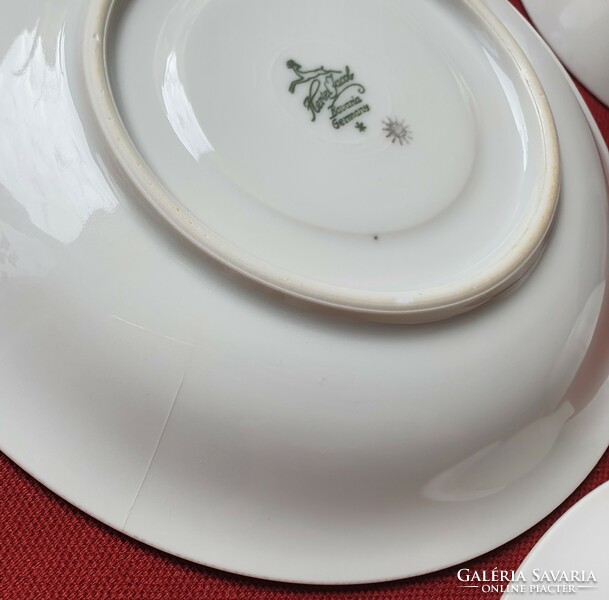 2pcs hertel jacob bavaria German porcelain coffee tea set cup saucer plate with gold edge