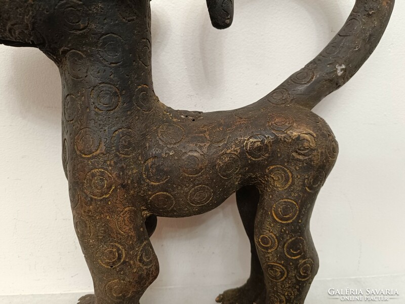 Antique benin heavy bronze leopard panther statue africa benin 468 8210