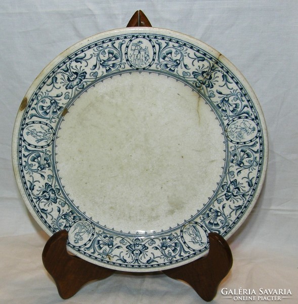 Antique Zsolnay plate with heart seal - 26 cm