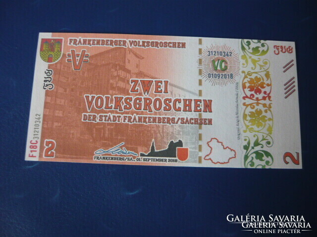 Frankenberg / Germany 2 volksgroschen 2018! Rare fantasy paper money! Ouch!