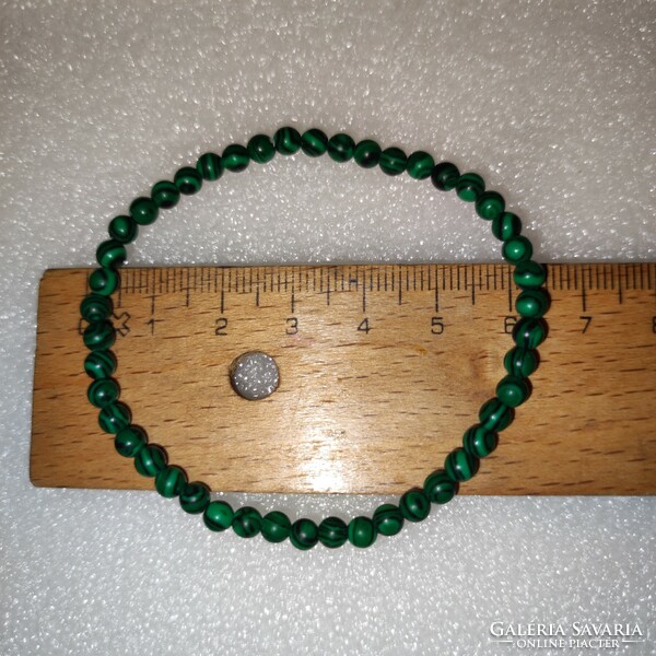Malachite small (4mm) ball rubber bracelet