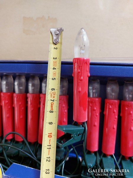 Retro karácsonyfa fényfűzér piros gyertyás csipeszes izzósor gyertya alakú égősor