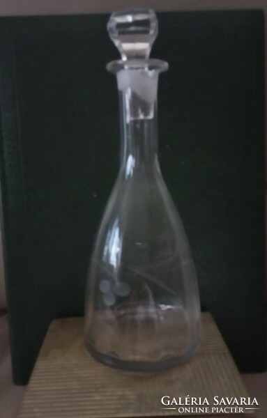 Antik karaffa csiszolt üveg kiöntő butélia boros likőrös kínáló szervírozó kancsó 0,5 l üvegdugó