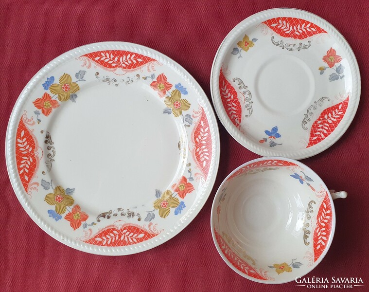 Schwarzenhammer Bavarian German porcelain breakfast set coffee tea cup saucer small plate flower