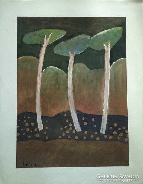 Dávid Lehel: "Három fa" című festménye 1999-ből