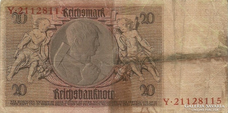 20 reichsmark 1929 Németország Vízjel Werner von Siemens 1.