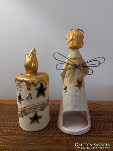 Christmas ceramic candle holder angel candle 2 pcs