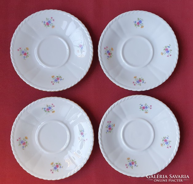 4db Weissen Bavaria német porcelán csészealj kistányér tányér virág mintával