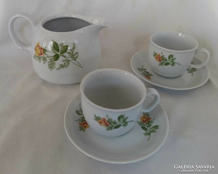 Yellow rose pattern kahla coffee set pieces