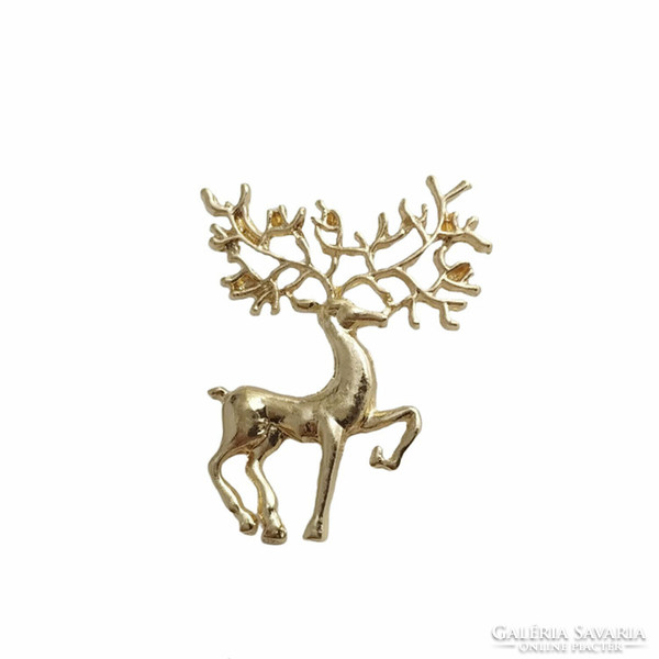 Badge, brooch bro255 - golden deer 30x35mm