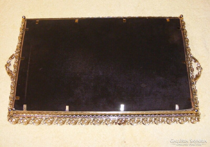 Metal tray with Gobelin insert, offering