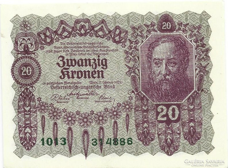 20 korona kronen 1922 Ausztria 2.