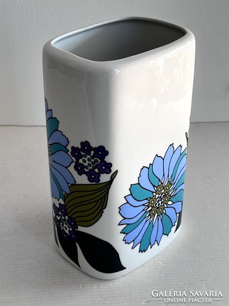 Retro, vintage Hollóházi porcelán virágmintás, virágos váza