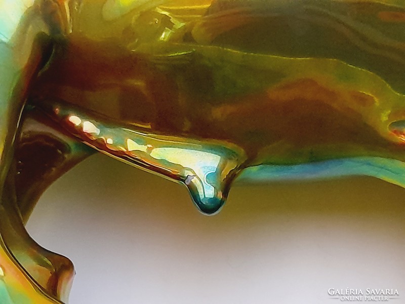 Zsolnay eozin álló bika, 23,5 cm