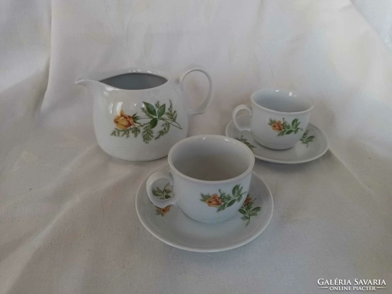 Yellow rose pattern kahla coffee set pieces