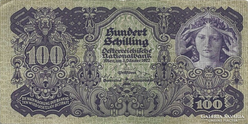 100 schilling 1927 Ausztria Nagyon ritka