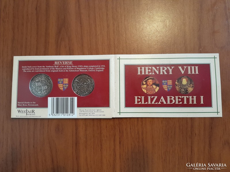 Anglia - VIII. Henrik, I. Erzsébet (szuvenír, reprodukciós érmék)