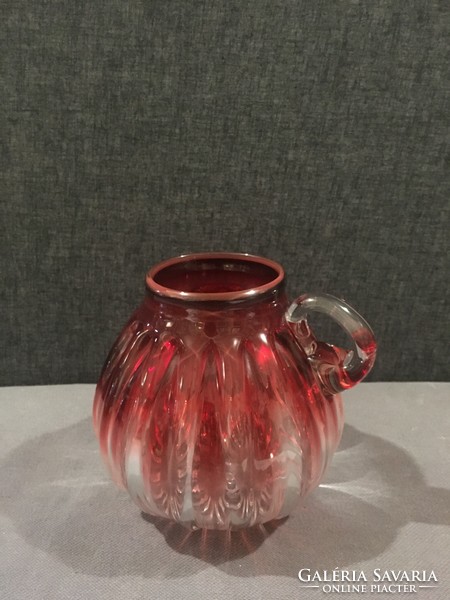 Antique thick-walled Murano jug!! Burgundy gradient!! 18X18cm!!
