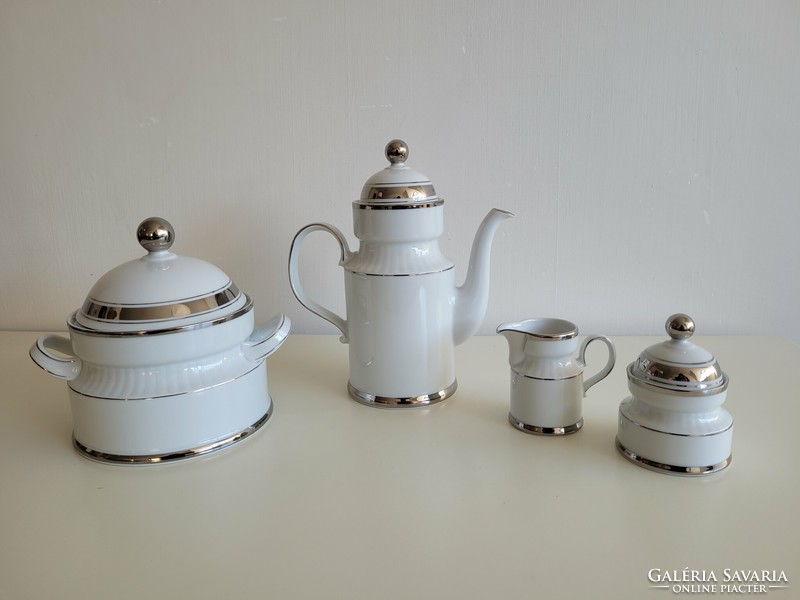 Christmas tea set winterling marktleuthen Bavarian porcelain with silver stripes 4 pcs