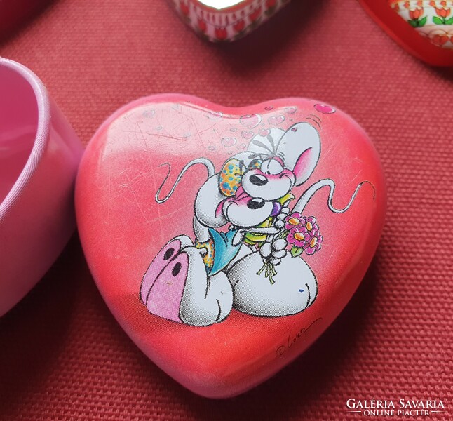 Heart-shaped heart-shaped metal box, wooden box, box, teddy bear, flower, tulip, mouse, jewelry holder
